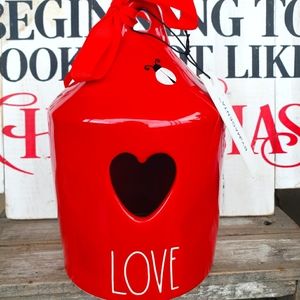 Rae Dunn "LOVE" Round RED BIRDHOUSE with Lovebug - 2021 HTF